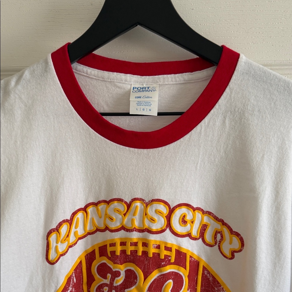 Port and Company White and Red Football Tee - Picture 3 of 11